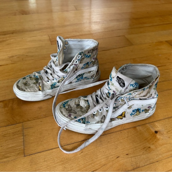 Vans White Floral/Butterfly High-Tops - Picture 1 of 6
